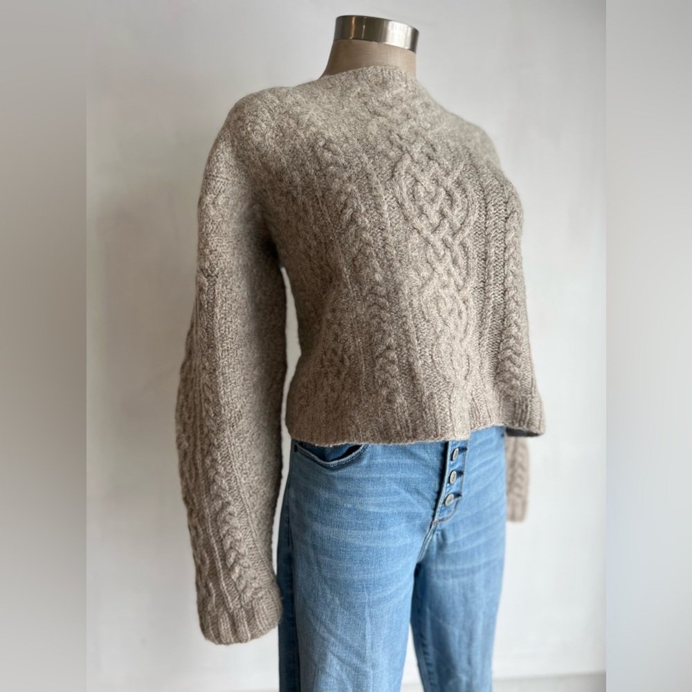 Vintage Hand knit Wool Boatneck Cable Sweater